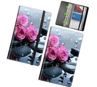 RWUTYTIUL Business Card Organizer, 240 Cards Business Cards Holder Book, PU Leather Name Card Holder with Elastic Closure for Women Men, Mushroom Frog, Rose