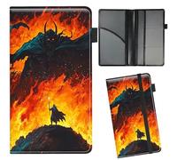 RWUTYTIUL Car Insurance and Registration Card Holder for Women Men, Cars Accessories Documents Organizer Leather Paperwork Wallet Case for Driver's License Key Information Cards, Flame Warrior