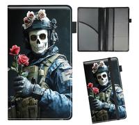 RWUTYTIUL Car Insurance and Registration Card Holder, Slim PU Leather Vehicle Document Wallet for Glove Case, Auto Insurance Case and Registration Organizer for Car Truck Motorcycle, Skull Man Flower