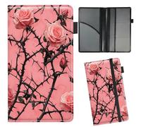 RWUTYTIUL Car Insurance and Registration Card Holder, Slim PU Leather Vehicle Document Wallet for Glove Case, Auto Insurance Case and Registration Organizer for Car Truck Motorcycle, Pink Flower Tree