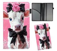 RWUTYTIUL Car Insurance and Registration Card Holder, Slim PU Leather Vehicle Document Wallet for Glove Case, Auto Insurance Case and Registration Organizer for Car Truck Motorcycle, Pink Flower White