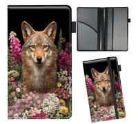 RWUTYTIUL Car Insurance and Registration Card Holder, Slim PU Leather Vehicle Document Wallet for Glove Case, Auto Insurance Case and Registration Organizer for Car Truck Motorcycle, Flower Wolf