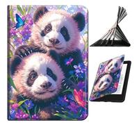 RWUTYTIUL Case Compatible with Kindle Scribe 10.2 Inch (2022/2024 Released), Slim PU Leather Smart Cover with Multi-Angle Anti-Slip Stand [Auto Wake/Sleep] Shell for Women Men, Butterfly Panda