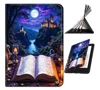 RWUTYTIUL Case Compatible with Kindle Scribe 10.2 Inch (2022/2024 Released), Slim PU Leather Smart Cover with Multi-Angle Anti-Slip Stand [Auto Wake/Sleep] Shell for Women Men, Castle Book Purple