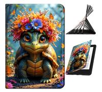 RWUTYTIUL Case Compatible with Kindle Scribe 10.2 Inch (2022/2024 Released), Slim PU Leather Smart Cover with Multi-Angle Anti-Slip Stand [Auto Wake/Sleep] Shell for Women Men, Forest Turtle