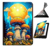 RWUTYTIUL Case Compatible with Kindle Scribe 10.2 Inch (2022/2024 Released), Slim PU Leather Smart Cover with Multi-Angle Anti-Slip Stand [Auto Wake/Sleep] Shell for Women Men, Moon Orange Mushroom
