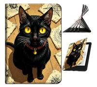 RWUTYTIUL Case Compatible with Kindle Scribe 10.2 Inch (2022/2024 Released), Slim PU Leather Smart Cover with Multi-Angle Anti-Slip Stand [Auto Wake/Sleep] Shell for Women Men, Yellow Eyed Cat