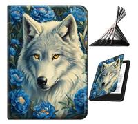 RWUTYTIUL Case Compatible with Kindle Scribe 10.2 Inch (2022/2024 Released), Slim PU Leather Smart Cover with Multi-Angle Anti-Slip Stand [Auto Wake/Sleep] Shell for Women Men, Purple Flower Wolf