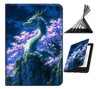 RWUTYTIUL Case Compatible with Kindle Scribe 10.2 Inch (2022/2024 Released), Slim PU Leather Smart Cover with Multi-Angle Anti-Slip Stand [Auto Wake/Sleep] Shell for Women Men, Purple Tree Dragon