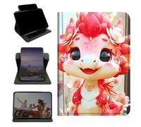 RWUTYTIUL Case for 6.8" Kindle Paperwhite (11th Generation 2021) & Signature Edition, 360 Degree Rotating Stand with Multi-Angle Vertical & Horizontal Viewing Shockproof Shell, Pink Dragon
