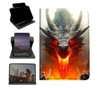 RWUTYTIUL Case for 6.8" Kindle Paperwhite (11th Generation 2021) & Signature Edition, 360 Degree Rotating Stand with Multi-Angle Vertical & Horizontal Viewing Shockproof Shell, Grey Flame Dragon