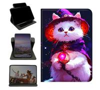 RWUTYTIUL Case for 6.8" Kindle Paperwhite (11th Generation 2021) & Signature Edition, 360 Degree Rotating Stand with Multi-Angle Vertical & Horizontal Viewing Shockproof Shell, Purple White Cat