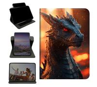 RWUTYTIUL Case for 6.8" Kindle Paperwhite (11th Generation 2021) & Signature Edition, 360 Degree Rotating Stand with Multi-Angle Vertical & Horizontal Viewing Shockproof Shell, Red Eyed Dragon