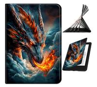 RWUTYTIUL Case for 6.8" Kindle Paperwhite 11th Generation 2021 & Signature Edition, Slim Leather Smart Cover with Multi-Angle Anti-Slip Stand [Auto Wake/Sleep] Shell for Women Men, Cloud Dark Dragon