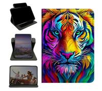 RWUTYTIUL Case for 6" Kindle 10th Generation 2019 Release, 360 Degree Rotating Stand with Multi-Angle Vertical & Horizontal Viewing Shockproof Protective Shell for Women Men, Artistic Tiger Head