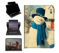 RWUTYTIUL Case for Amazon Kindle Fire HD 10 (9th/7th/5th Generation, 2019/2017/2015 Releases) 10.1", 360 Degree Rotating Stand with Multi-Angle Vertical Shell for Women Men, Blue Towel Snowman