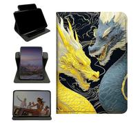 RWUTYTIUL Case for iPad 10.2" iPad 9th/8th/7th Generation 2021/2020/2019, 360 Degree Rotating Stand with Multi-Angle Vertical & Horizontal Viewing Shockproof Shell for Women Men, Gray-Yellow Dragon