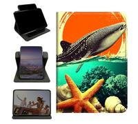 RWUTYTIUL Case for iPad 10.2" iPad 9th/8th/7th Generation 2021/2020/2019, 360 Degree Rotating Stand with Multi-Angle Vertical & Horizontal Viewing Shell for Women Men, Whale Sunset Starfish