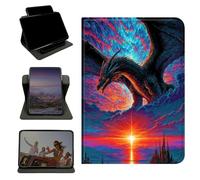 RWUTYTIUL Case for iPad 10.2" iPad 9th/8th/7th Generation 2021/2020/2019, 360 Degree Rotating Stand with Multi-Angle Vertical & Horizontal Viewing Shockproof Shell for Women Men, Sunset Dragon
