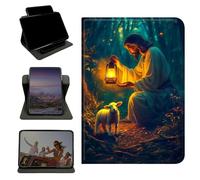 RWUTYTIUL Case for iPad 10.2" iPad 9th/8th/7th Generation 2021/2020/2019, 360 Degree Rotating Stand with Multi-Angle Vertical & Horizontal Viewing Shockproof Shell for Women Men, Man Sheep Forest