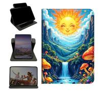 RWUTYTIUL Case for iPad 10.2" iPad 9th/8th/7th Generation 2021/2020/2019, 360 Degree Rotating Stand with Multi-Angle Vertical & Horizontal Viewing Shockproof Shell for Women Men, Stream Sun Mushroom