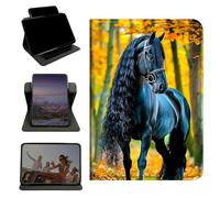 RWUTYTIUL Case for iPad 10.2" iPad 9th/8th/7th Generation 2021/2020/2019, 360 Degree Rotating Stand with Multi-Angle Vertical & Horizontal Viewing Shell for Women Men, Maple Leaf Black Horse
