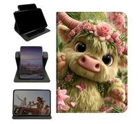 RWUTYTIUL Case for iPad Air 3rd Generation 2019 / iPad Pro 2017 10.5", 360 Degree Rotating Stand with Multi-Angle Vertical & Horizontal Viewing Shockproof Shell for Women Men, Flower Cow Pink