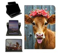 RWUTYTIUL Case for iPad Air 3rd Generation 2019 / iPad Pro 2017 10.5", 360 Degree Rotating Stand with Multi-Angle Vertical & Horizontal Viewing Shockproof Shell for Women Men, Pink Flower Cow