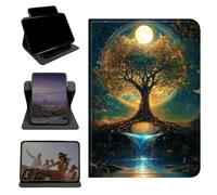 RWUTYTIUL Case for iPad Air 5th/4th Gen 2022/2020 10.9"/iPad Pro 11" (4th/3rd/2nd/1st Gen), 360 Degree Rotating Stand with Multi-Angle Vertical Shockproof Shell for Women Men, Moon Orange Tree