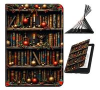 RWUTYTIUL Case for iPad Air 5th/4th Generation 10.9 Inch 2022/2020, Slim PU Leather Smart Cover with Multi-Angle Anti-Slip Stand [Auto Wake/Sleep] Shell for Women Men, Red Library Books