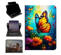 RWUTYTIUL Case for iPad mini 7 A17 Pro 7th Gen 2024/iPad Mini 6 2021 6th Gen 8.3", 360 Degree Rotating Stand with Multi-Angle Vertical Shockproof Shell for Women Men, Butterfly Blue Sky