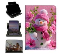 RWUTYTIUL Case for iPad mini 7 A17 Pro 7th Gen 2024/iPad Mini 6 2021 6th Gen 8.3", 360 Degree Rotating Stand with Multi-Angle Vertical Shockproof Shell for Women Men, Pink Flower Snowman