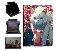 RWUTYTIUL Case for iPad Pro 11 Inch 2022/2021/2020/2018, 360 Degree Rotating Stand with Multi-Angle Vertical & Horizontal Viewing Shockproof Protective Shell for Women Men, Big Cat Girl