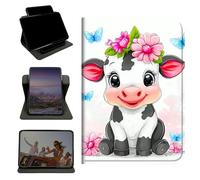 RWUTYTIUL Case for iPad Pro 11 Inch 2022/2021/2020/2018, 360 Degree Rotating Stand with Multi-Angle Vertical & Horizontal Viewing Shockproof Protective Shell for Women Men, Flower Cute Cow