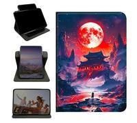 RWUTYTIUL Case for iPad Pro 11 Inch 2022/2021/2020/2018, 360 Degree Rotating Stand with Multi-Angle Vertical & Horizontal Viewing Shockproof Protective Shell for Women Men, Red Moon Castle