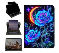 RWUTYTIUL Case for iPad Pro 11 Inch 2022/2021/2020/2018, 360 Degree Rotating Stand with Multi-Angle Vertical & Horizontal Viewing Shockproof Protective Shell for Women Men, Blue Rose Moon