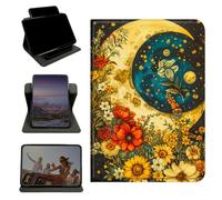 RWUTYTIUL Case for iPad Pro 11 Inch 2022/2021/2020/2018, 360 Degree Rotating Stand with Multi-Angle Vertical & Horizontal Viewing Shockproof Protective Shell for Women Men, Flower Big Moon