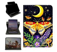 RWUTYTIUL Case for iPad Pro 11 Inch 2022/2021/2020/2018, 360 Degree Rotating Stand with Multi-Angle Vertical & Horizontal Viewing Shockproof Protective Shell for Women Men, Moon Butterfly Flower