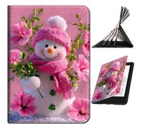 RWUTYTIUL Case for iPad Pro 11 Inch 4th/3rd/2nd/1st Generation 2022/2021/2020/2018, Slim PU Leather Smart Cover with Multi-Angle Anti-Slip Stand Shell for Women Men, Pink Flower Snowman