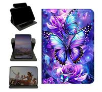 RWUTYTIUL Case for iPad Pro 11 Inch M5 2025 6th Gen/M4 2024 5th Generation, 360 Degree Rotating Stand with Multi-Angle Vertical Shockproof Protective Shell for Women Men, Purple Butterfly Flower