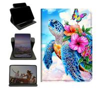 RWUTYTIUL Case for iPad Pro 11 Inch M5 2025 6th Gen/M4 2024 5th Generation, 360 Degree Rotating Stand with Multi-Angle Vertical Shockproof Protective Shell for Women Men, Turtle Pink Flower