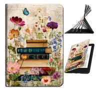 RWUTYTIUL Case for iPad Pro 11 Inch M5 6th Gen 2025/M4 5th Gen 2024, Slim PU Leather Smart Cover with Multi-Angle Anti-Slip Stand [Auto Wake/Sleep] Shell for Women Men, Vintage Flower Books