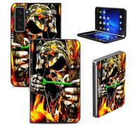 RWUTYTIUL Case for Microsoft Surface Duo 2 2021 8.3", Minimalist Ultra Slim Durable Hard PC Protective Phone Fold Cover for Women Men, Skull Flame