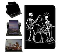 RWUTYTIUL Case for Samsung Galaxy Tab A 10.1" 2016 SM-T580/T585/T587, 360 Degree Rotating Stand with Multi-Angle Vertical & Horizontal Viewing Shockproof Protective Shell for Women Men, Guitar Skull