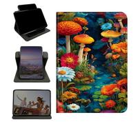 RWUTYTIUL Case for Samsung Galaxy Tab A 10.1" 2016 SM-T580/T585/T587, 360 Degree Rotating Stand with Multi-Angle Vertical & Horizontal Viewing Shockproof Shell for Women Men, Mushroom Red Flower