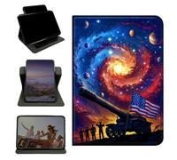 RWUTYTIUL Case for Samsung Galaxy Tab A 10.1" 2019 SM-T510/T515/T517, 360 Degree Rotating Stand with Multi-Angle Vertical & Horizontal Viewing Shockproof Shell for Women Men, Starry Sky Flag