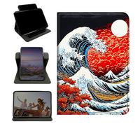 RWUTYTIUL Case for Samsung Galaxy Tab A 8.0" 2019 SM-T290/T295, 360 Degree Rotating Stand with Multi-Angle Vertical & Horizontal Viewing Shockproof Protective Shell for Women Men, Red Sunset Waves