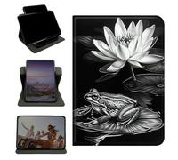 RWUTYTIUL Case for Samsung Galaxy Tab A8 10.5" 2022 SM-X200/X205/X207, 360 Degree Rotating Stand with Multi-Angle Vertical & Horizontal Viewing Shockproof Shell for Women Men, Grey Lotus Frog
