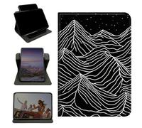 RWUTYTIUL Case for Samsung Galaxy Tab E 9.6" 2015 SM-T560/T561/T567, 360 Degree Rotating Stand with Multi-Angle Vertical & Horizontal Viewing Shockproof Shell for Men, Black White Mountain Range