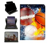 RWUTYTIUL Case for Samsung Galaxy Tab S10 Plus 2024/S9 FE+/S9 Plus 12.4" 2023, 360 Degree Rotating Stand with Multi-Angle Vertical Shockproof Protective Shell for Women Men, Basketball Baseball Rugby